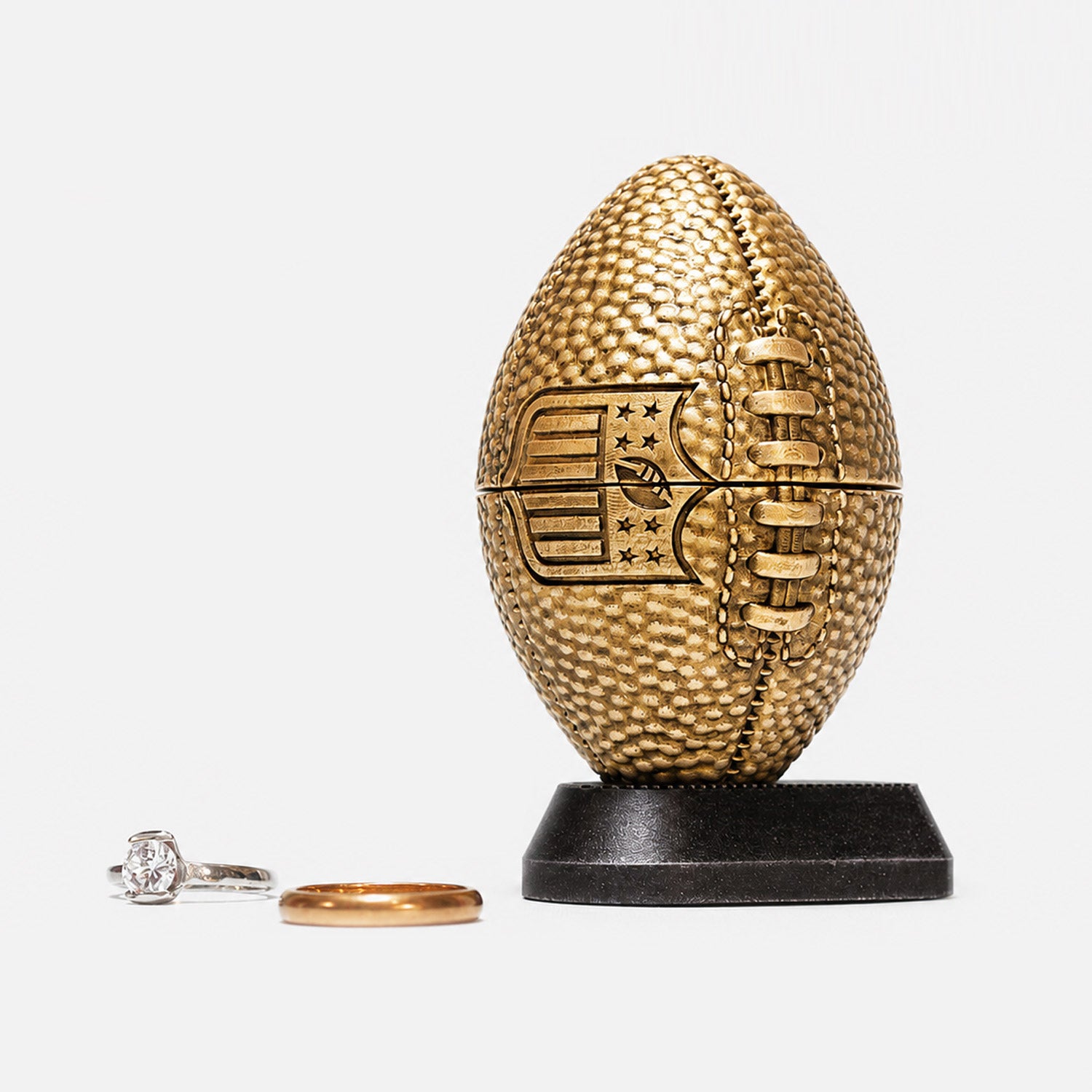 all-groups Front view of NFL American Football Ring Box showing detailed design