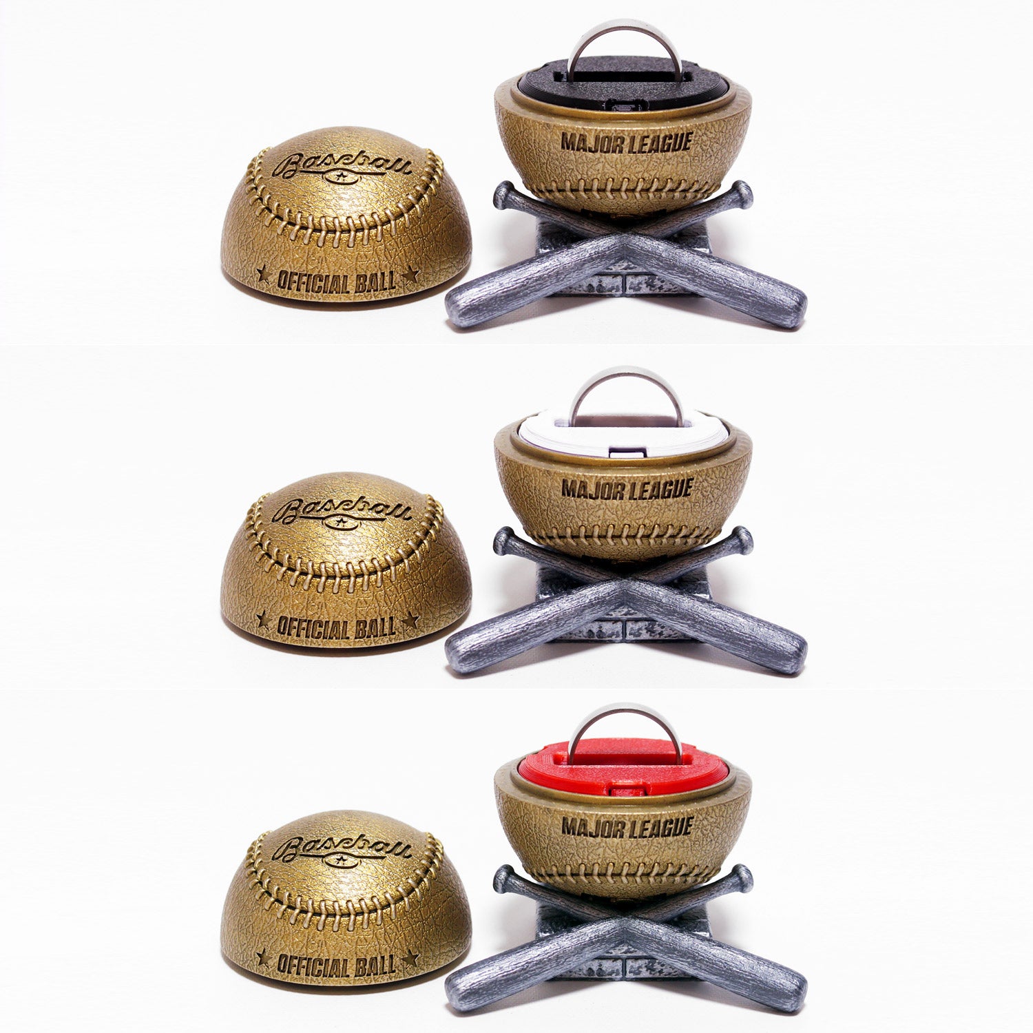 Baseball Ring Box Large insert in black, white, and red