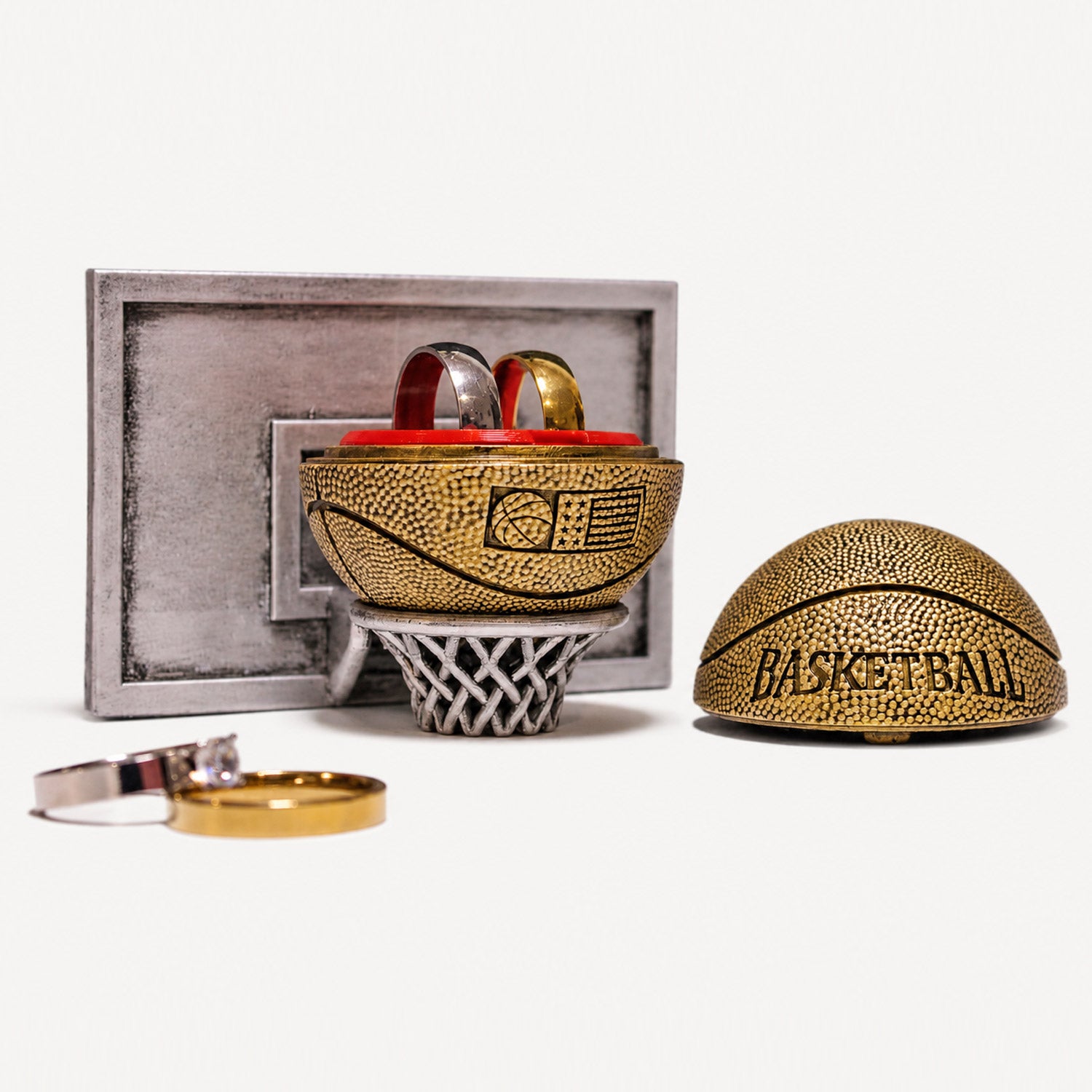 all-groups Basket Ball Ring Box open with a double red insert