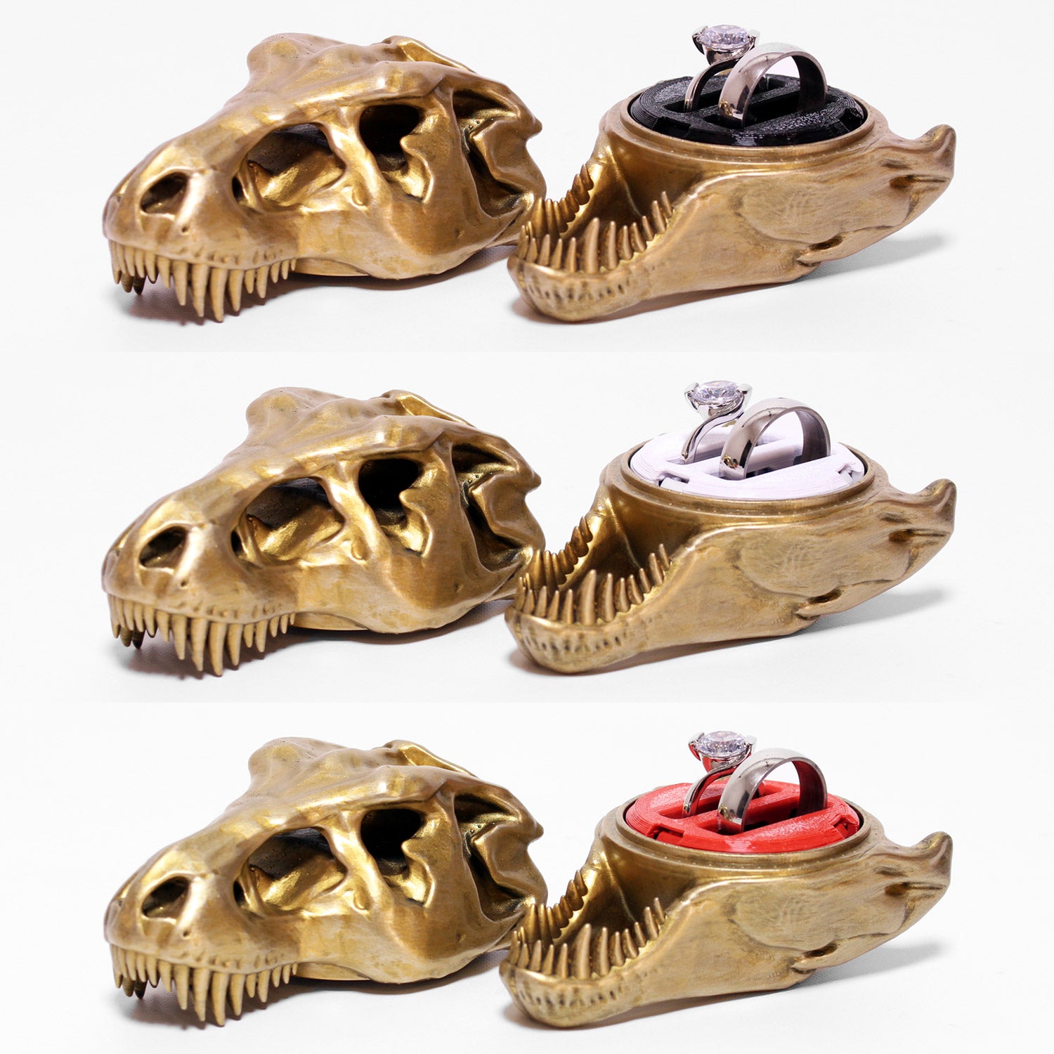 T-Rex Ring Box Double Mix insert in black, white, and red