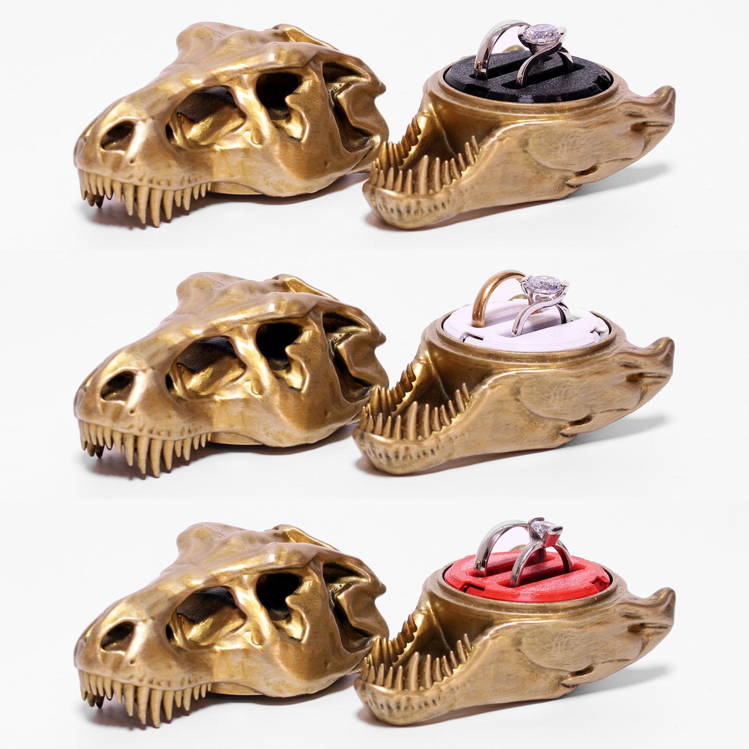 T-Rex Ring Box Double Regular insert in black, white, and red