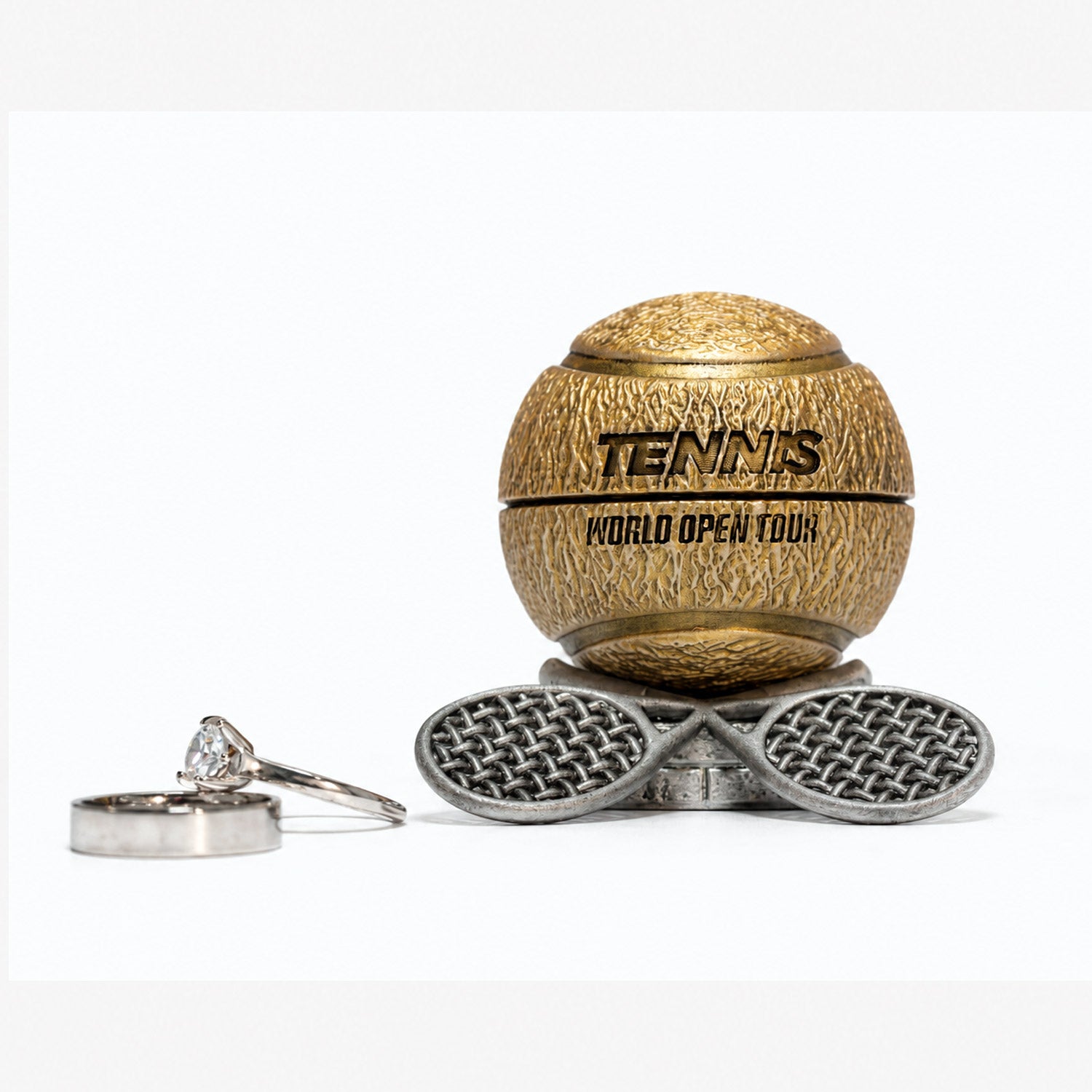 all-groups Front view of Tennis Ball Ring Box showing detailed design