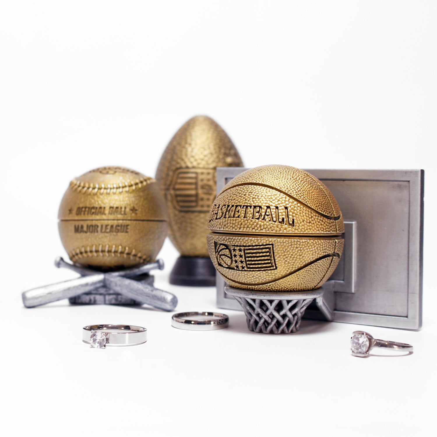 Baseball NFL American Football Basketball Ring Box Sports Collection