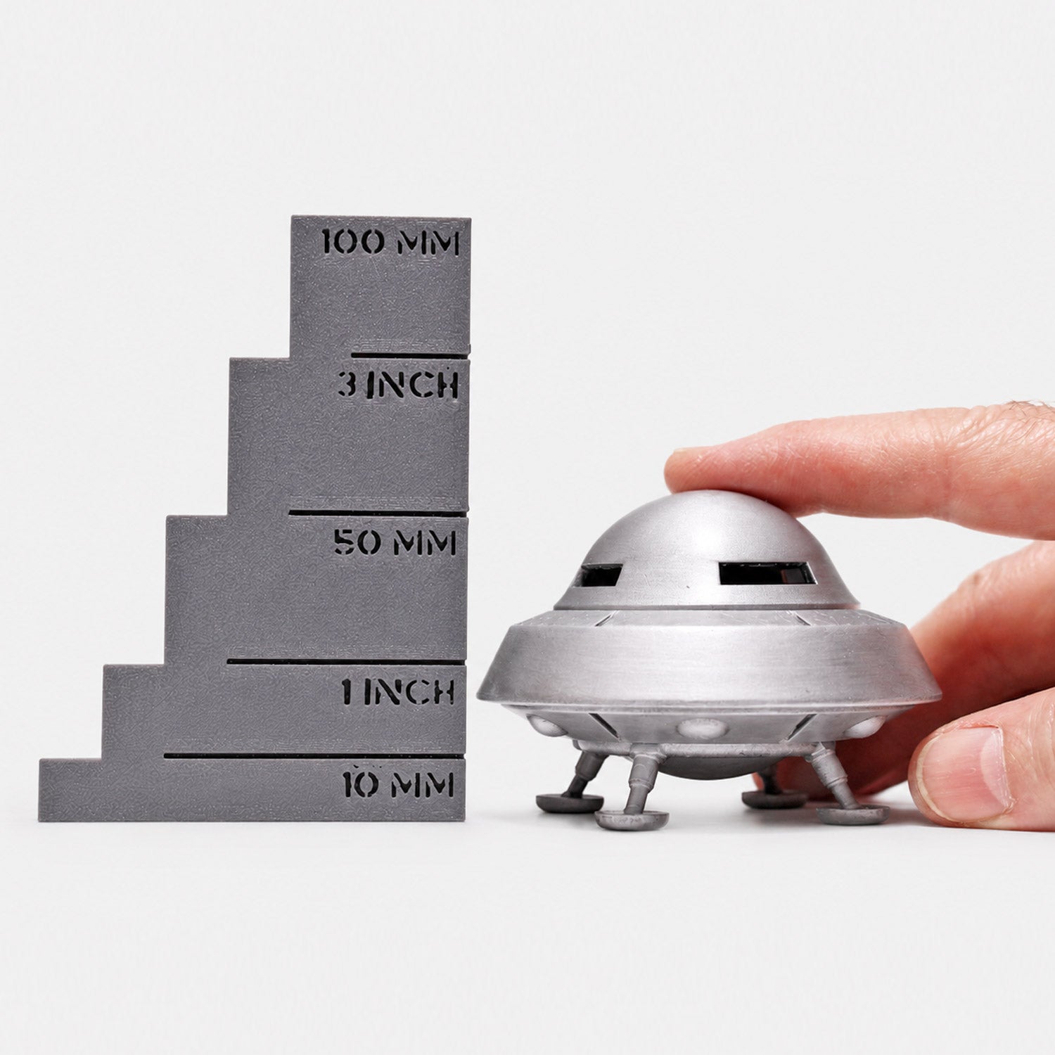 all-groups Size comparison of UFO Flying Saucer Ring Box next to ruler