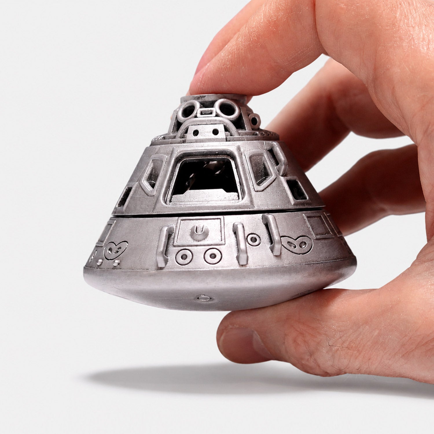 all-groups Front view of Apollo 11 Command Module Ring Box showing detailed design in hand