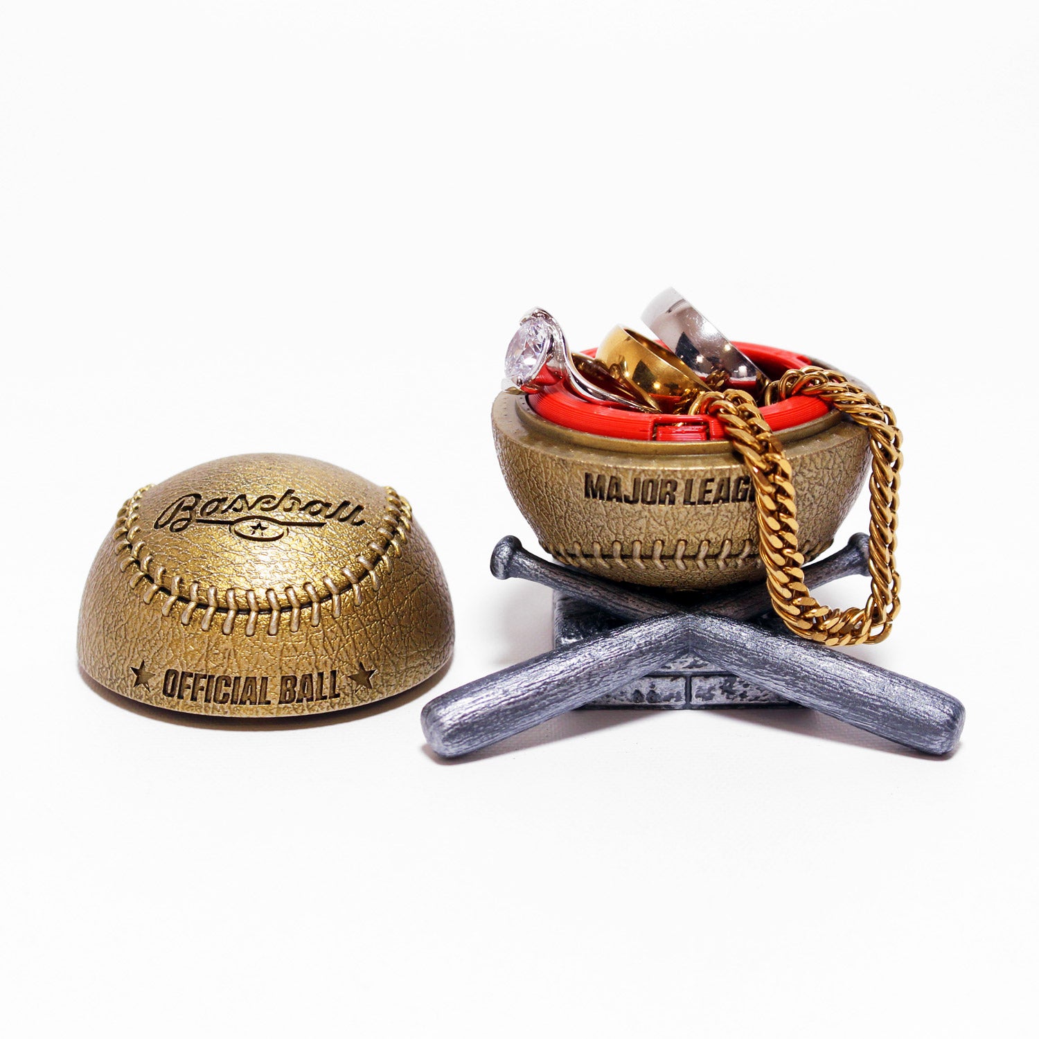 all-groups Baseball Ring Box with the interchangeable insert jewel case