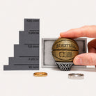 all-groups Size comparison of Basket Ball Ring Box next to ruler