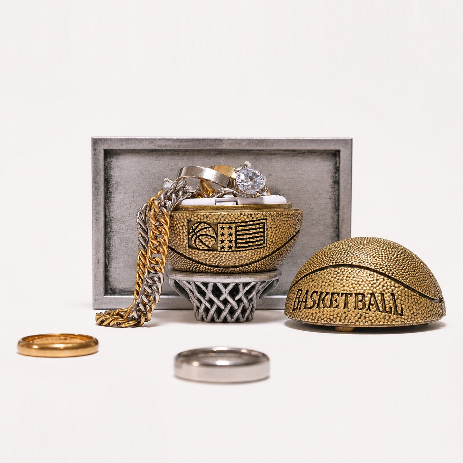 all-groups Basket Ball Ring Box with the interchangeable insert jewel case
