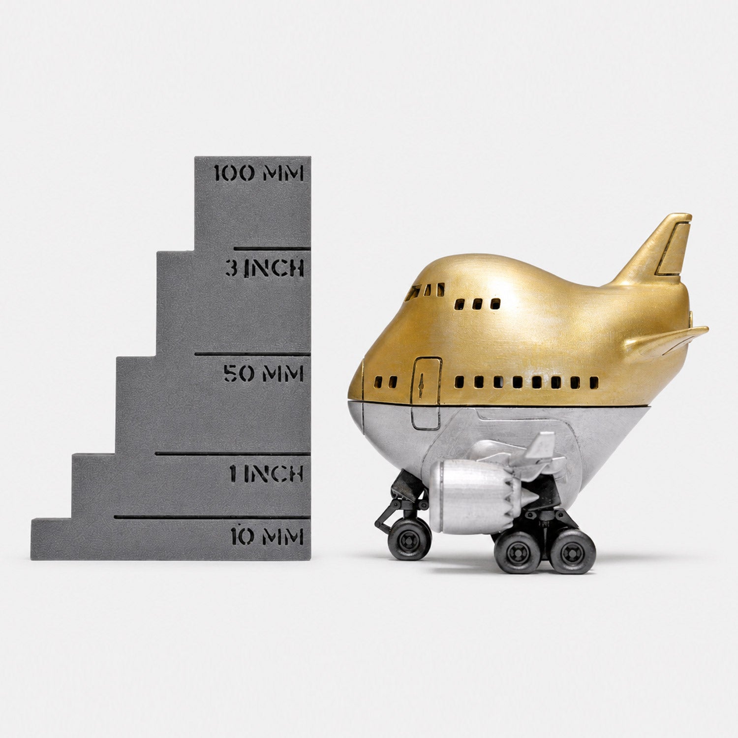 all-groups Size comparison of Boeing 747 Airplane Ring Box next to ruler