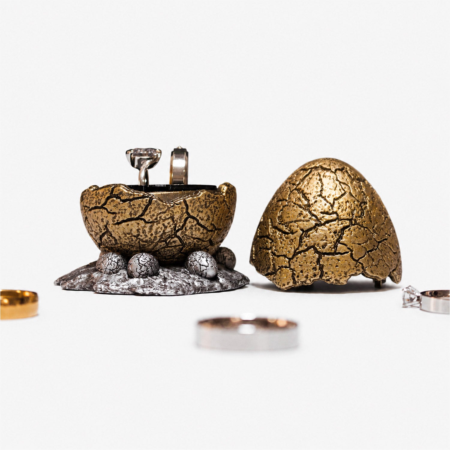 all-groups Dinosaur Egg Ring Box with rings in Double insert