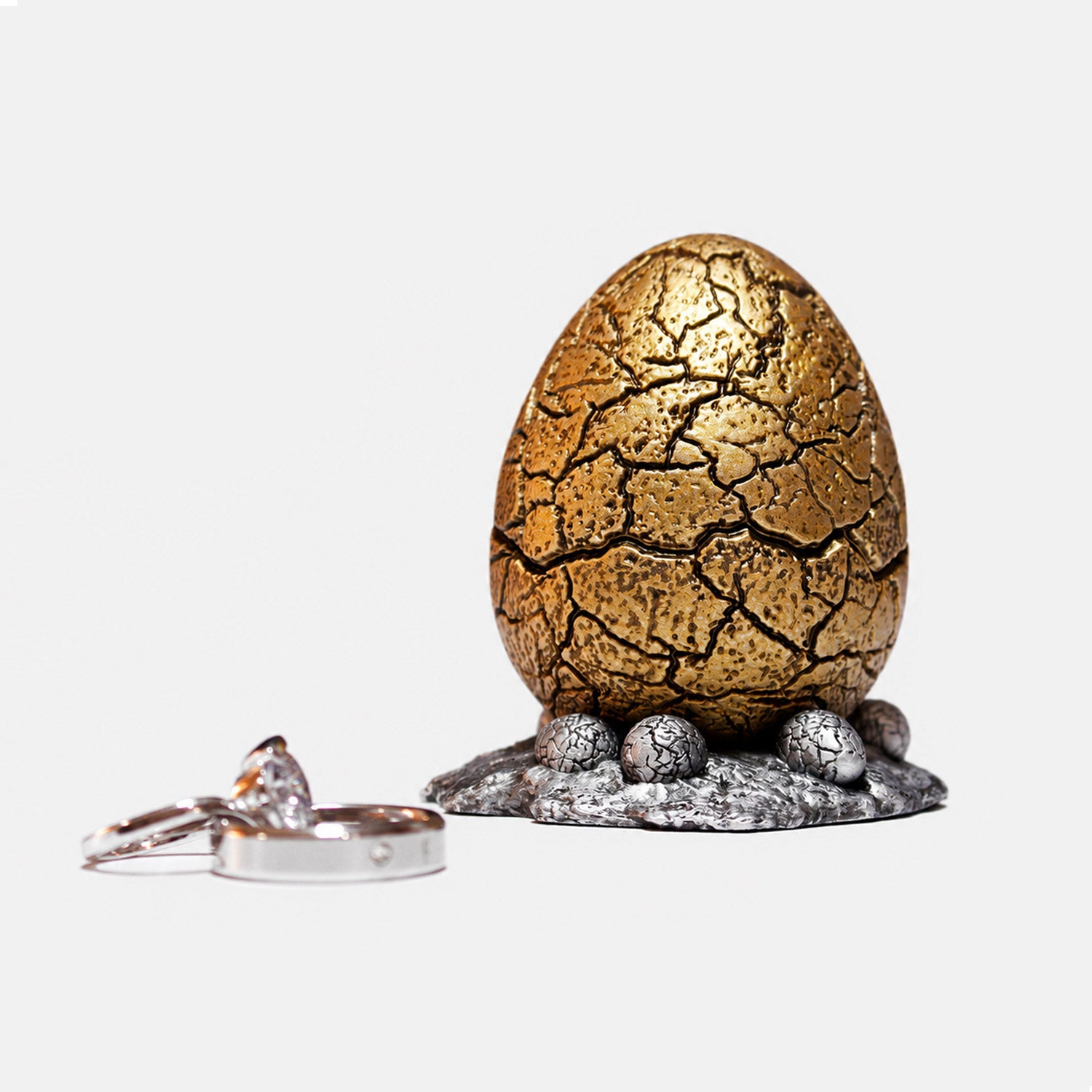 all-groups Front view of Dinosaur Egg Ring Box showing detailed design