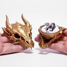 all-groups Dragon Skull Ring Box open with a double white insert