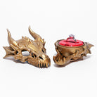 all-groups Dragon Skull Ring Box open with engagement ring inside