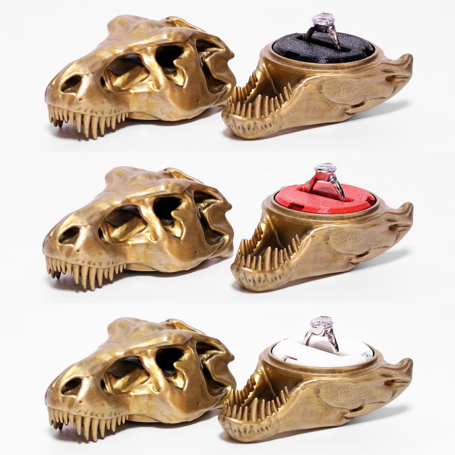 T-Rex Ring Box Regular insert in black, white, and red